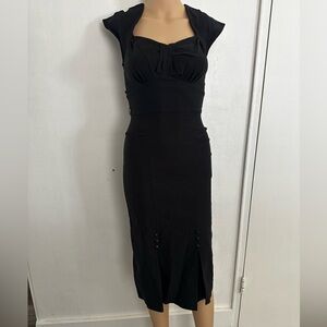 Stop Staring Size S Black Pinup  Retro Rockabilly Midi Wiggle Dress
